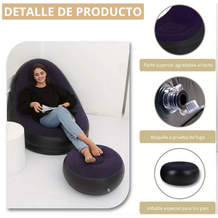 SOFA INFLABLE + REPOSA PIES