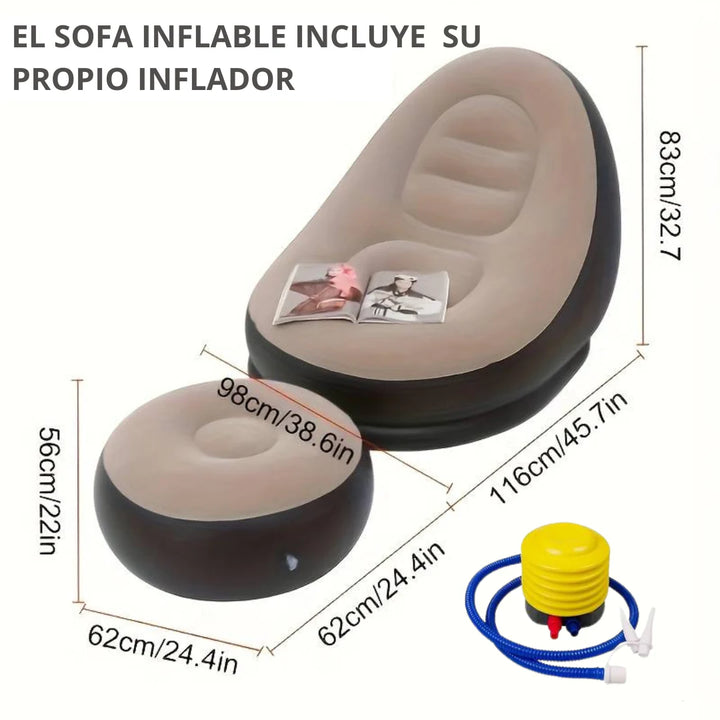 SOFA INFLABLE + REPOSA PIES