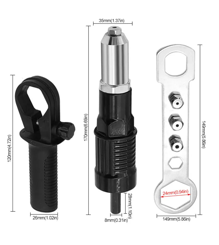 ADAPTADOR DE REMACHADORA PARA TALADRO